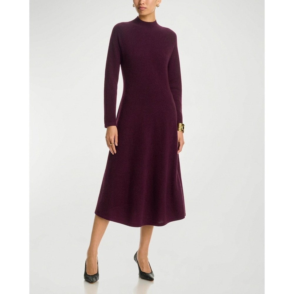C by Bloomingdale's 100% Cashmere Mock Neck Sweater Dress Dark Brown Size S NWT